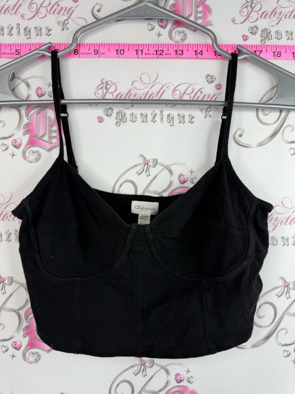 Dynamite tank top corset look, crop, Black Cropped Bustier Tank